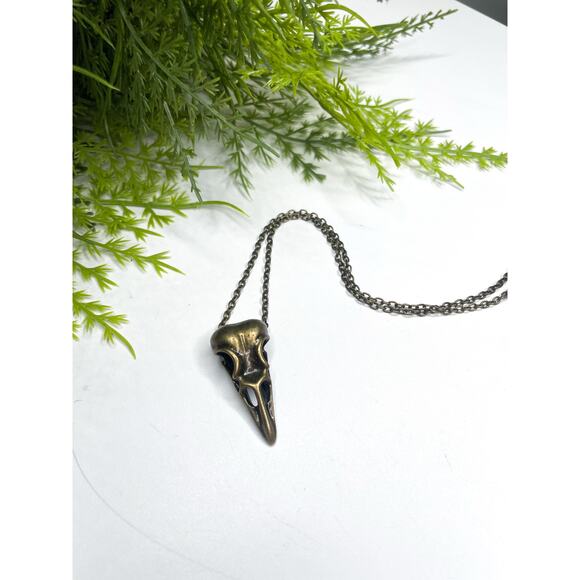 Bird Skull Charm Necklace Steampunk Goth Emo - Picture 1 of 7